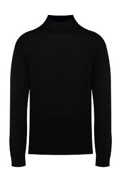 Black wool turtleneck jumper for men