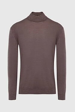 Brown wool turtleneck jumper for men