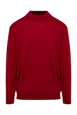 Red wool turtleneck jumper for men