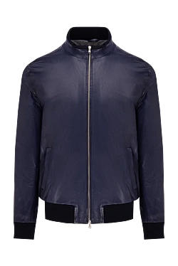 Blue leather jacket for men