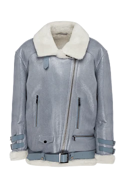 Women's blue mouton sheepskin coat