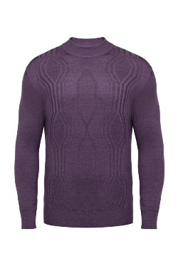 Turtleneck jumper in wool and cashmere purple for men