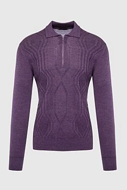 Long Sleeve Polo in Silk and Cashmere Violet for men