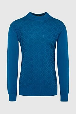 Turtleneck jumper in wool and cashmere, blue for men