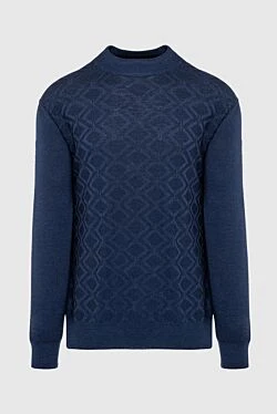 Turtleneck jumper in wool and cashmere, blue for men