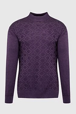 Turtleneck jumper in wool and cashmere purple for men