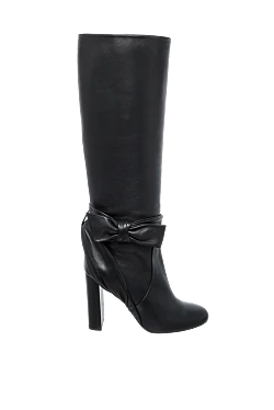 Black leather boots for women