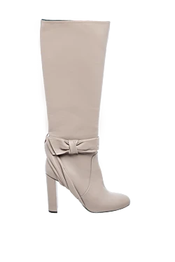 Gray leather boots for women