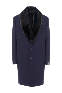 Пальто из шерсти, нейлона и кашемира синее мужское