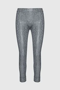 Gray cotton and polyester trousers for women