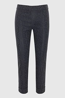 Black cotton and polyester trousers for women