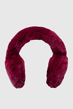 Burgundy fur headphones for women