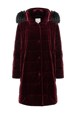 Down jacket made of cotton and elastane, burgundy for women