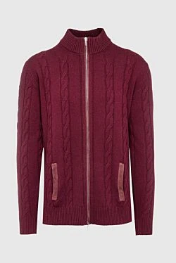 Men's cardigan made of wool and cashmere, burgundy