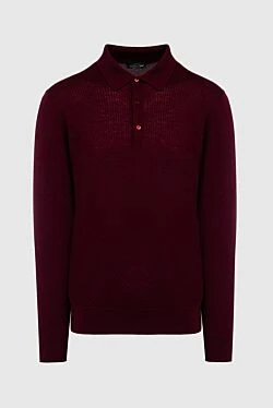 Wool long sleeve polo burgundy for men