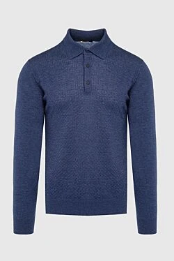 Wool long sleeve polo blue for men