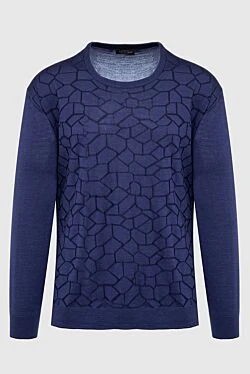 Wool, cashmere and silk jumper blue for men