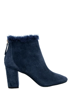 Blue suede and fur boots for women