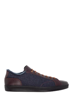 Leather and wool sneakers burgundy for men