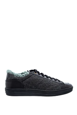 Gray leather and wool sneakers for men