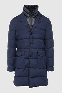 Down jacket men's wool blue