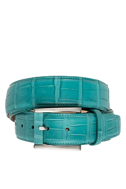 Green crocodile leather belt for men