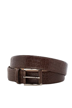 Brown crocodile leather belt for men