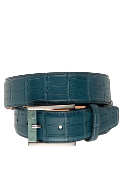 Crocodile leather belt blue for men