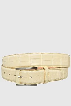 Crocodile leather belt yellow for men