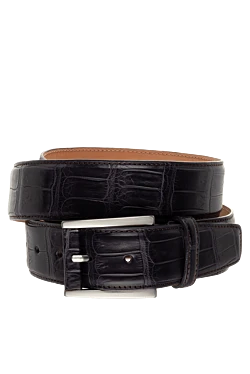 Purple crocodile leather belt for men