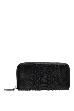 Black men's python leather clutch