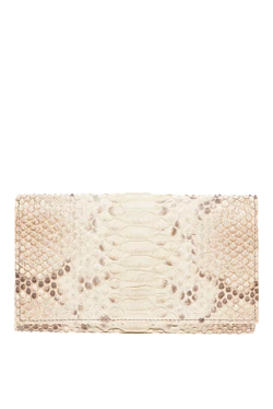 Beige leather wallet for women