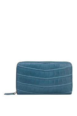 Men's clutch bag made of genuine leather blue