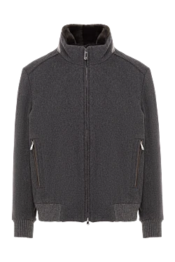 Куртка из натуральной кожи и кашемира серая мужская