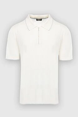 White silk polo for men