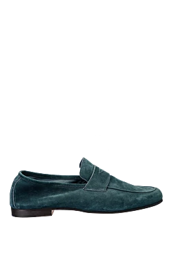 Green suede loafers for men