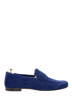 Blue suede loafers for men