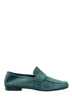 Green suede loafers for men