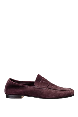 Burgundy suede loafers for men