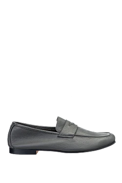 Gray leather loafers for men