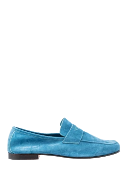 Blue leather loafers for men