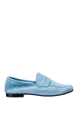 Blue leather loafers for men