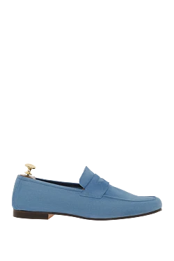 Men's blue penny loafers made of genuine suede
