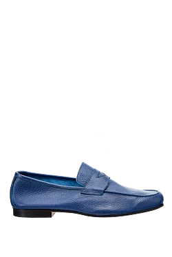 Мужские лоферы из фактурной кожи ярко-синего цвета