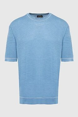 Blue short sleeve silk jumper for men