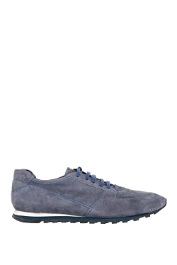 Blue suede sneakers for men