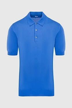 Blue cotton polo for men