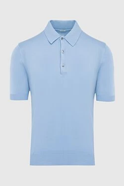 Blue cotton polo for men