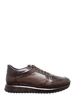 Brown leather sneakers for men