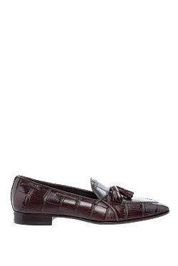 Alligator leather loafers burgundy for men